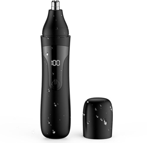 SESATOOK Nose Hair Trimmer, Rechargeable Professional Painless Nose Trimmer for Ear and Eyebrow, with Dual Edge Blades Easy Cleaning and Washing Nose Trimmer