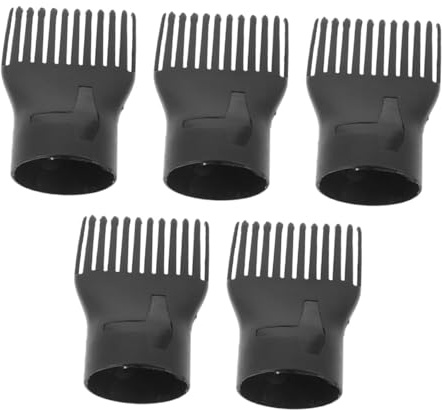 Beatifufu 5 Pezzi Ugelli a Pettine per Asciugacapelli in Pa Nero Resistenti al Calore per Chioma Fini e Naturali, Strumenti Professionali per Lisciare e Districare, per Viaggi e Feste