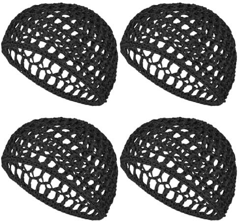 4 Stück Haarnetz Zum Schlafen Haarnetze Mütze Schlafen | Nylon Wig Cap Snoods Wrap Haarschutz Schwarz Mesh Wrapping Häkelwelle Schlafhaube für Perücken Cosplay Party
