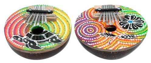 PRETYZOOM Kalimba Stahlzungen mit 7 Tönen aus Kokosnussschale Daumenklavier Tragbares Kleiner Musikinstrument Zufällige Farbe für Anfänger und Musikliebhaber
