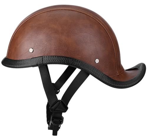 Caschi Cromwell Pelle Vintage Caschi Jet E Demi-Jet Moto ECEDOT Omologato Aperto Casco Retrò Moto Casco Mezzo Scodella Per Adulti Uomini Donne Biker Cruiser Scooter Touring E,M:57-58CM