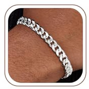 SLOONG 925 Silber 3MM über Armband für Herren Schmuck 18/19/20.3/22.8CM | Hypoallergen Herren Cuban Armbänder Geschenke für Papa Freund Ehemann Sohn