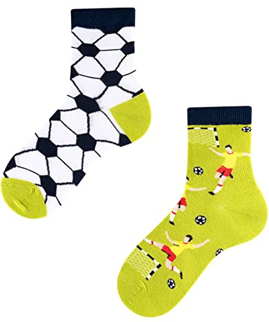 TODO Colours Lustige Socken Kinder mit motiv für Mädchen, Jungen, Kleinkind (Fussball Zeit Kinder, 31-34)