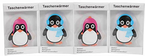 HDmirrorR Birsppy 4 Handwärmer mit Wintermotiv Pinguin | Wiederverwendbare Taschenwärmer mit Metallplättchen | Hand-/ Taschenwärmer für warme Hände für Kinder und für Erwachsene | Taschenwärmer für warme Hände, ideal für Kinder und Erwachsene, Wärmepads für kalte Tage