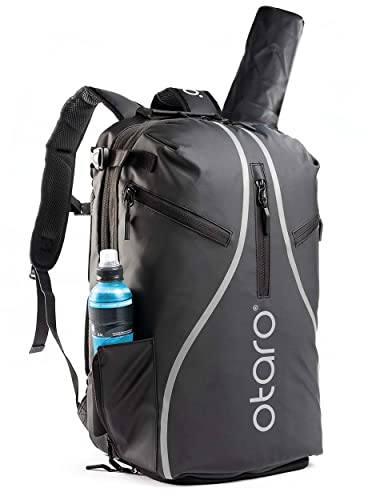 Otaro Tennistasche (PRO - Schwarz/Grau reflektierend) - Elegantes Design & Innovative Raumaufteilung - Deutsches Start-Up unterstützen! Tennistasche, Tennisrucksack Damen, Tennistasche Herren