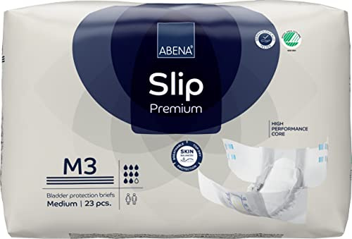 Abena Premium Adult Diapers, Abena Slip Disposable Incontinence Briefs, Heavy Absorbency, Level 3, Medium, 23 Count