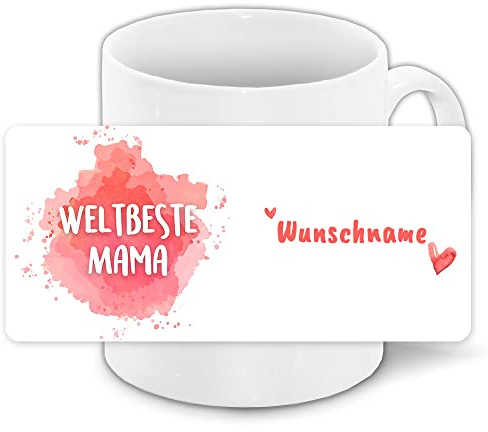 Tasse personalisiert mit Name zum Muttertag | Motiv – Weltbeste Mama Wasserfarben | Keramik-Tasse mit Wunschnamen