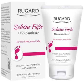 RUGARD Schöne Füße Hornhautlöser, 50 ml: Spezialcreme zur Reduktion von Hornhaut, für trockene & raue Füße, mit 20% Urea, Glycerin, Milchsäure, Panthenol & Sheabutter
