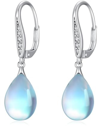 OHAYOO Ohrringe Mondstein Silber 925 Leverback Tropfen Mondstein Ohrringe Hängend Schmuck für Damen Frauen Mädchen Geschenk