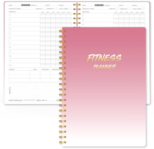 Fitness Journal Workout Planner for Women & Men - A5(5.5 x 8.5) Sturdy Workout Log Book for Gym & Personal Home Workouts - Pink