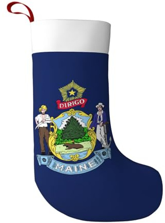 BREAUX Maine State Flag Weihnachtsstrümpfe, ultraweiche Samt-Weihnachtsstrümpfe, Kamindekoration, 45 cm