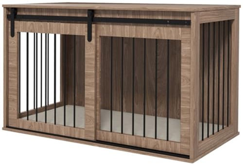Dog Cage with Sliding Door, Modern Dog Crate Furniture, Dog Cage End Table, Dog Kennel with Doors, for Medium Small Dog Indoor Use