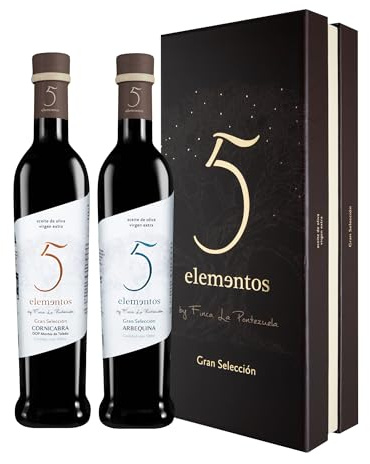5 Elementos Gran Selección Estuche Premium de Aceite de Oliva Virgen Extra 2x500ml - AOVE Español de Nueva Cosecha - Aceite Gourmet para Regalar (Cornicabra y Arbequina)