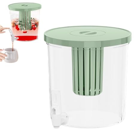 NevPuose Contenedor Filtro Agua Para - Dispensador De Jugos Para Frigorífico - Jarra Botella Contenedor Jarrón De Cuatro Litros Y Medio Con Grifo Antigoteo Para Viaje Al Aire Libre Mesita De Noche