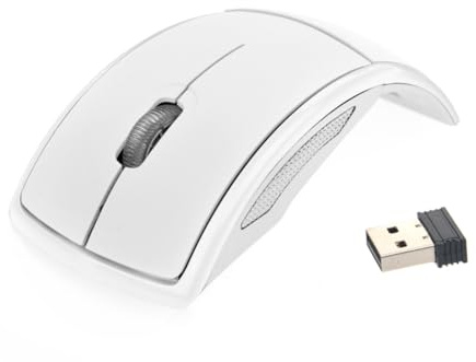 Tofficu Souris Optique Pliable sans Fil Ghz avec Récepteur USB pour Pc Ordinateur Portable Blanche