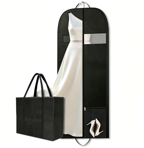 60 Hochzeitskleid Kleidungstasche Kleid Schutz - Faltbarer Kleidersack 152x60cm für Geschäftsreisende – Tragbare Kleiderschutzhülle für Anzüge, Sichtfenster & Reißverschluss für Ordnung, Business