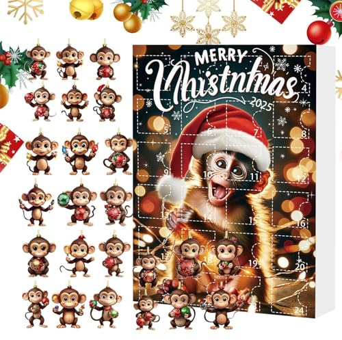 2025 apa hänge kalender, 2D jul nedräkning apa ornament, heminredning för lägenhet födelsedag skola klassrum
