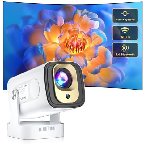 Mini Beamer Salange,8K Unterstützung 1080P Autofokus Projektor,Projektor Tragbarer mit WiFi 6 und Bluetooth 5.4, Auto Trapezkorrektur,4K Unterstützung, Smart Beamer Android 14.0 Heimkino