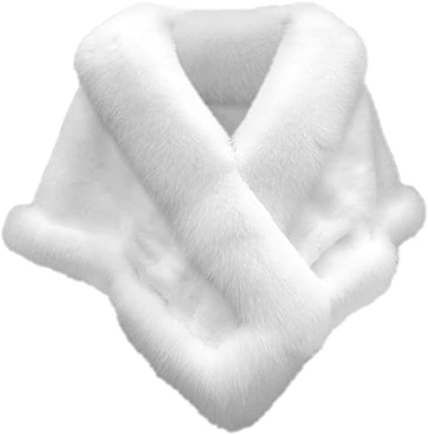 Générique Écharpe Châle en Fausse Fourrure pour Femme Boléro Manteau Chaud Poncho Châle Femme Hiver Boléro Fourrure Sur Robe de Soirée Mariée Demoiselle d'honneur Cérémonie Fête