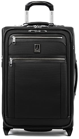 Travelpro Platinum Elite Softside Expandable Carry on Luggage, 2 Wheel Upright Suitcase, USB Port, Men and Women, Shadow Black, Carry On 22-Inch