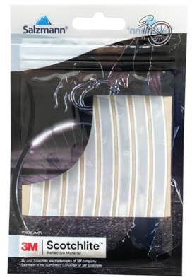 Salzmann Reflektierende Sticker | 3 Blatt | Hergestellt mit 3M Scotchlite | Aufkleber für Taschen, Textilien, Helme & Kinderwagen | Silber