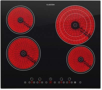 Klarstein Glaskeramik Kochfeld, Einbau-Kochfeld mit 4 Platten, 6500 W Elektro Kochfeld zum Kochen, Modernes Glaskeramikkochfeld, Glaskeramik Herdplatte mit 4 Kochfelder, Einbau Kochfeld Keramik