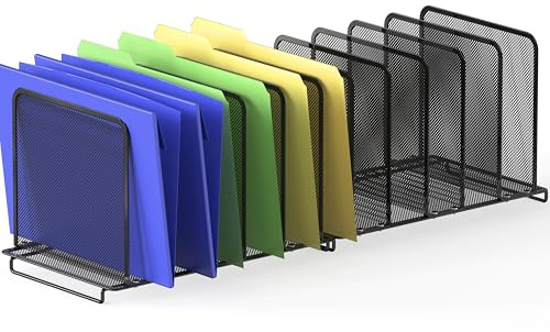 Simple Houseware 5 Section Upright File Sorter Organizer, Black - 2 Pack