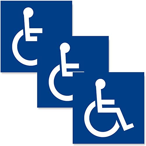 3 x Behinderten Aufkleber für Dein Auto - 10x10cm Rollstuhl - Hochglanzlack Rollstuhlfahrer Autoaufkleber - UV-Schutz - Innen und Außen - Geschlitzte Rückseite - Außenklebend
