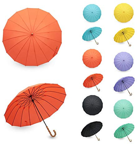 ww homes whinge stick umbrella bamboo handle (red)