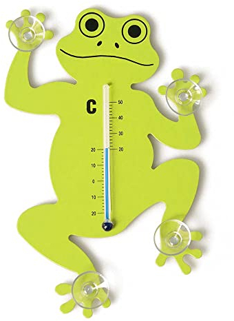 HAB & GUT -tg003- Fensterthermometer Frosch mit Saugnäpfen für innen und außen, hellgrün