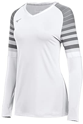 Mizuno Damen Women's Techno 8 Long Sleeve Volleyball Jersey Trikot, Weißton, X-Small