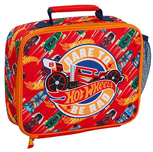 Hot Wheels Lunchtasche für Kinder, Autos, Lunchbox, Schule, Reisen, isolierte Lunchtasche mit Getränkehalter
