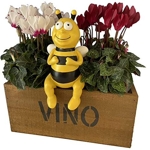 OF Gartenfiguren süsse Bienen Kantenhocker im Blumenbeet - Deko Figuren Tierfiguren Biene (Mittel, 19cm)