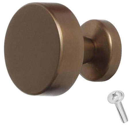 Decoranddecor Carna Modern Round Solid Zinc Luxury Kitchen Knobs Pull Handles 30mm (Bronze)