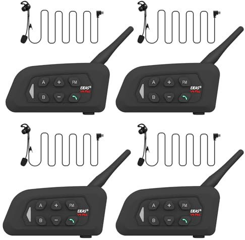 MIMIRACLE Referee Headset, 3.5mm Left Ear Referee Communication System with Headset Earphone, Simple Pairing Bluetooth Intercom for Football Soccer Handball -4 Pack