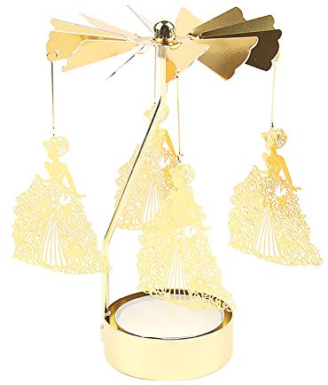 Kerzenständer Gold Rotierender Kerzenhalter Karussell Glas Teelichthalter Teelichter Kerzenständer für Valentinstag Deko Weihnachten Geschenk Hochzeit Dekoration Wohnzimmer Tischdeko,Prinzessin