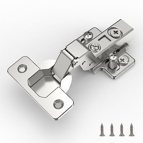 FURNIWARE 10 pcs Soft Close Cabinet Hinges,110°Inset Cupboard Wardrobe Doors Hinges Steel Slow Shut Dotty Deals Full Overlay Mute Cabinet Hinges