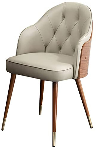 FIXARE Esszimmerstühle Modernes Mikrofaser-Leder Mit Hoher Rückenlehne Gepolsterter Weicher Sitz, Wohnzimmerstühle Mit Metallbeinen Aus Buchenholz (Color : Off-White)
