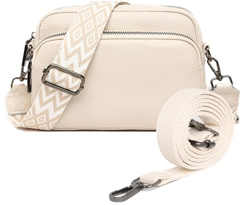 TIAASTAP Handtasche Damen Umhängetasche Echtes Leder Crossbody Bag Damen Handytasche zum Umhängen, Umhängetasche Damen Klein Moderne Taschen mit Breitem Schultergurt u 3 fächern