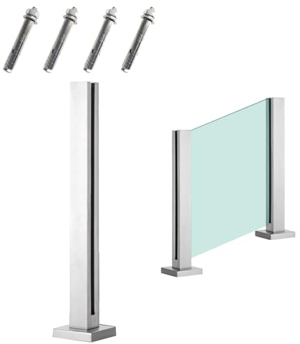 Stainless Steel Glass Panel Railing Post, Modern Stair Glass Balustrade Post for Deck Villas Interior Exterior Pool Balcony, Glass Hand Railing System ( Color : Deep Coffee , Size : 140CM/55inch tall