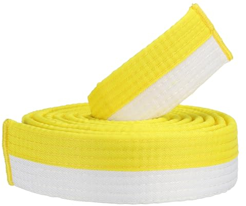 PATIKIL Taekwondo Farbiger Ranggürtel, 1,6 x8,5 Ft 2,6 M Polyester Kampfsport Judo Karate Gürtel für Unterricht Praxis, Weiß-Gelb