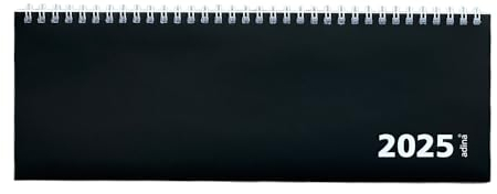 Adina Tischquerkalender 1 Woche auf 2 Seiten Kartondeckel Schreibtischkalender Tischkalender 30x10cm schwarz