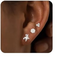 ZHESHY 3 Paar Silber 925/Gold Ohrringe Damen 14K Vergoldet Klein Ohrstecker Set mit Zirkonia Stapelbar Wasserfest Stecker Hypoallergene Goldene Creolen Ohrringe Für Mädchen Frauen Mehrere Piercings
