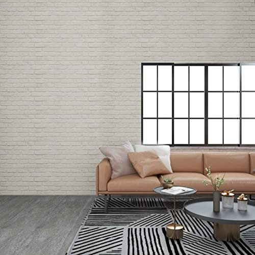 Sufrk Panneaux muraux 3D avec design en briques blanc 11 pcs EPS,Panneaux décoratifs 3D en forme de diamant en PVC incassable, recyclable, imperméable, inodore, sans besoin d'être peints