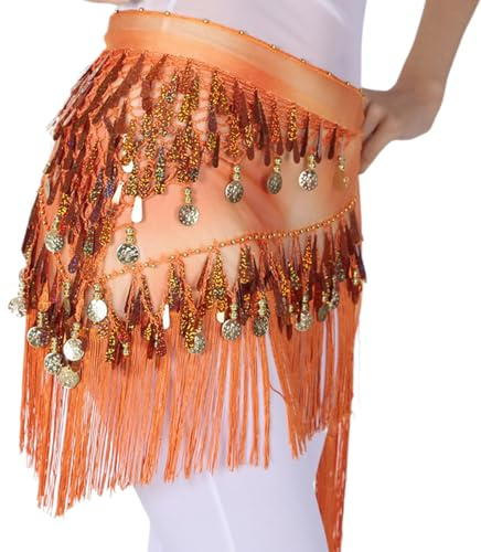 GAOINTELL Bufanda de cadera para danza del vientre, falda tribal con lentejuelas coloridas y brillantes