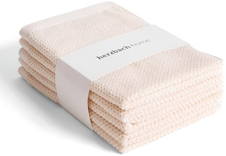 herzbach home - Collection Spa - Lot de 5 Serviettes invité 30 x 50 cm 100% Coton (crème)