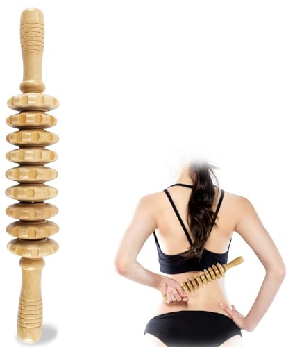 TaoTazon Faszienrolle Holz, Premium Faszienstab Holz, Massageroller für Körperformung, Anti Cellulite, Massageholz für Rücken, Nacken, Beine, Rücken