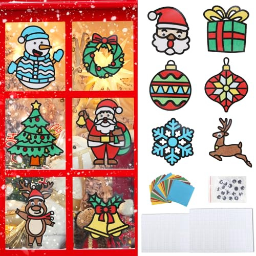 TGFIX 12Pcs Weihnachten Basteln Kinder Weihnachten Bastelset Papier Weihnachtsdeko zum Basteln DIY Weihnachten Fensterbilder Kreativsets Weihnachtsbasteln für Jungen Mädchen Weihnachtsgeschenke
