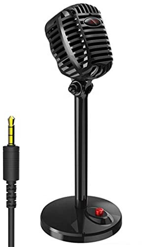 Micro de Bureau, Micro à condensateur pour Ordinateur Portable/PC Plug Play pour Skype, Enregistrement, Jeux, Podium, conférence au Tribunal, dictée, USB (Prise Jack 1,5 mm)