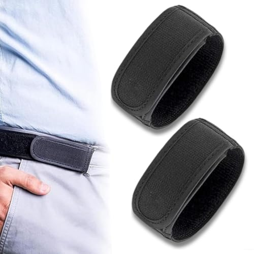 AUCANNIO 2Pcs No Buckle Belts for Men, No Buckle Elastic Belt, Velcro Belts for Men, Lazy Adjustable Belt, Invisible Waist Tightener For Jeans Pants No Buckle, Convenience Belt (Size M)